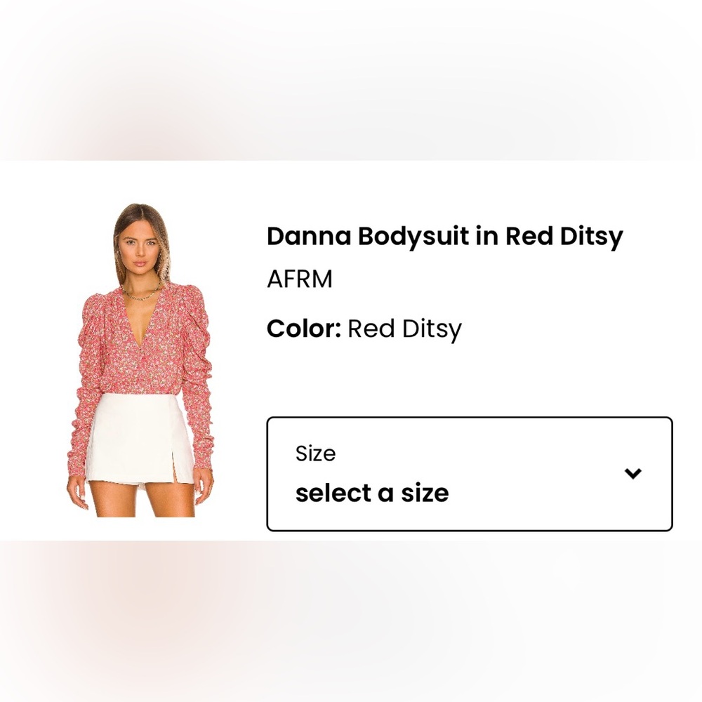 AFRM Danna Red Ditsy V-Neck Long-Sleeve Bodysuit